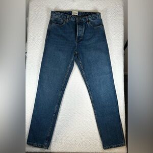 Sézane Denim Straight Leg Jeans Size 31 Button Fly 100% Cotton Blue